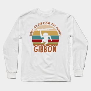 Sunset Retro Gibbon Pläne Tiere Design Fan Long Sleeve T-Shirt